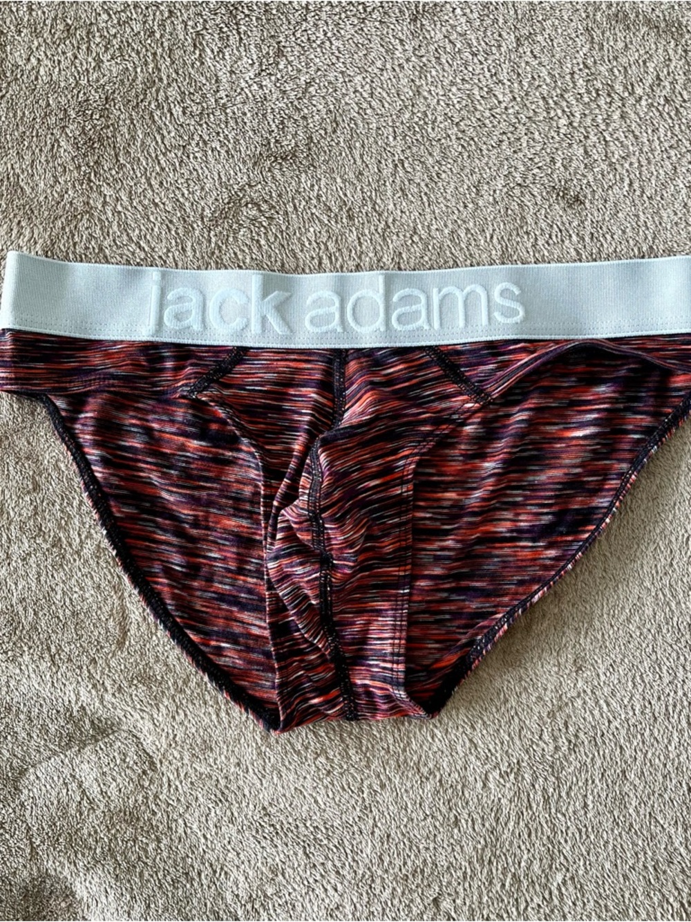 Jack Adams Men’s Marled Red Briefs with Silver Waistband